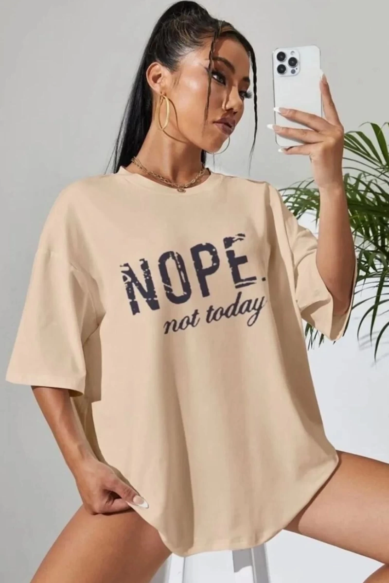 Unisex Not Today Baskılı T-shirt