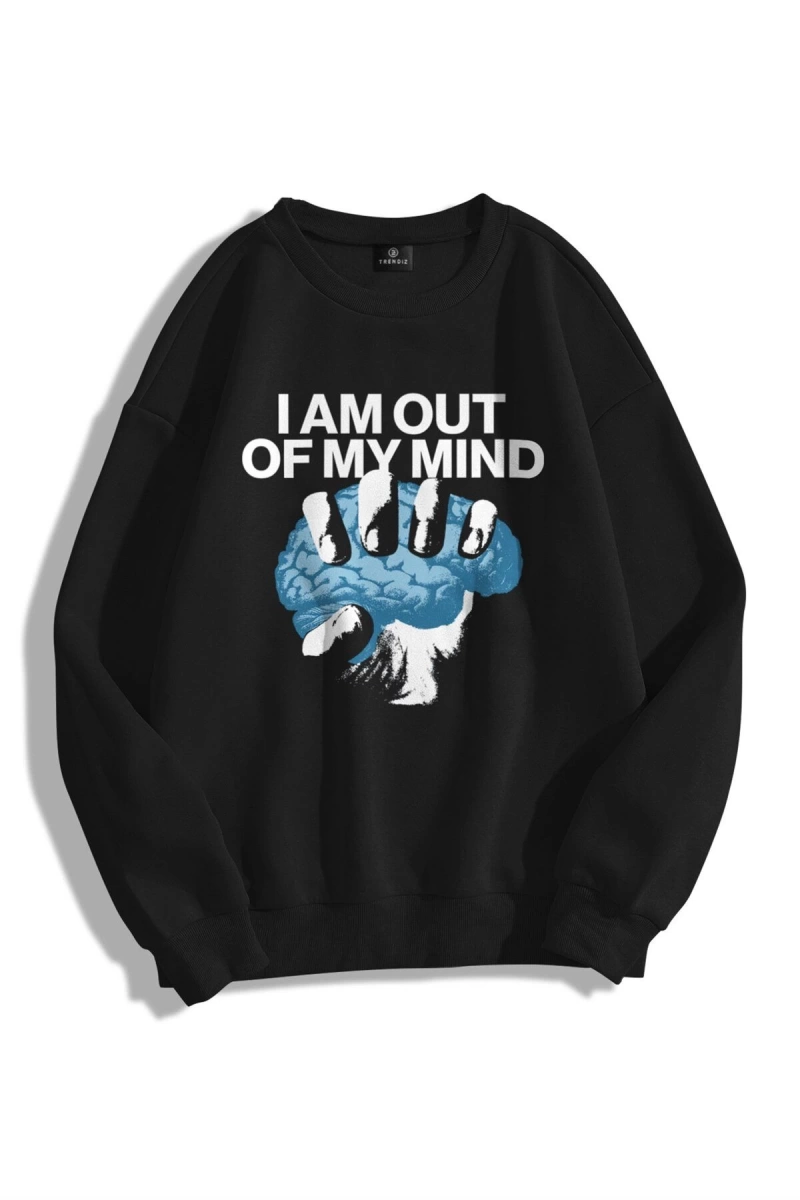 Unisex Out Of My Mind Bisiklet Yaka Sweatshirt
