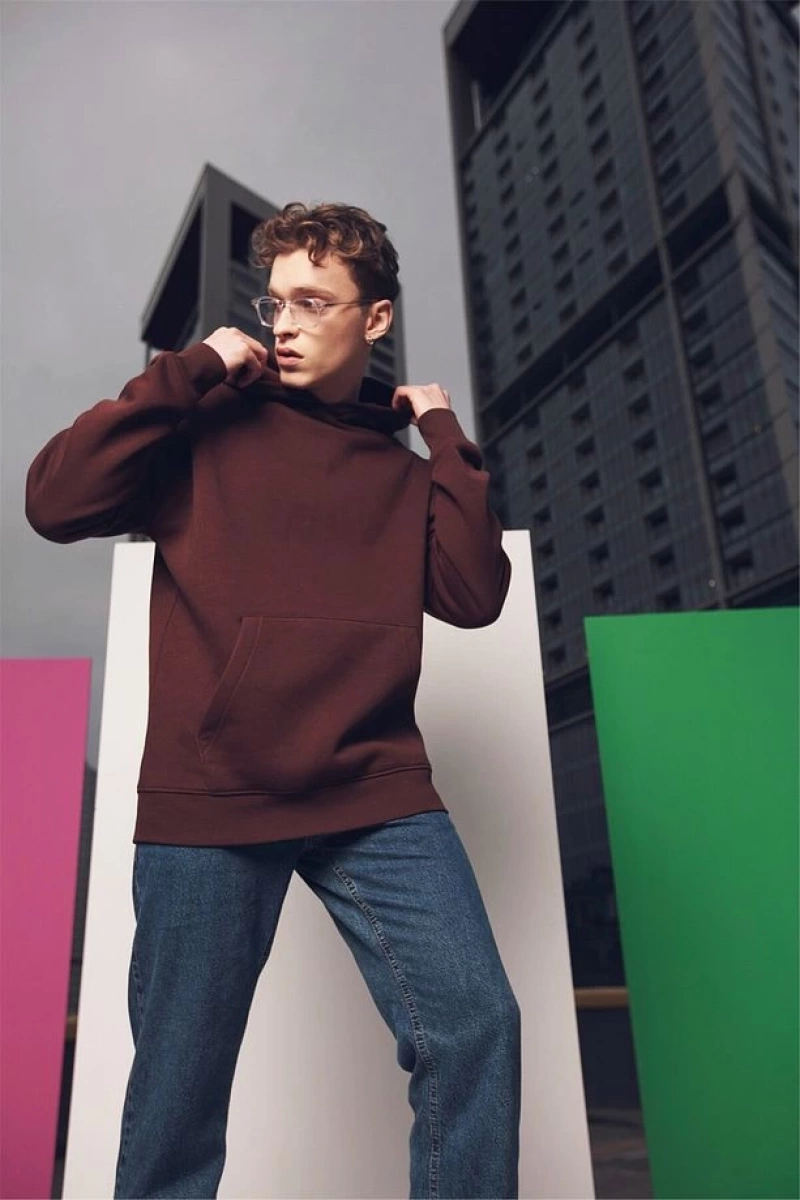 Unisex Oversize Basic Sweatshirt Hoodie Mor