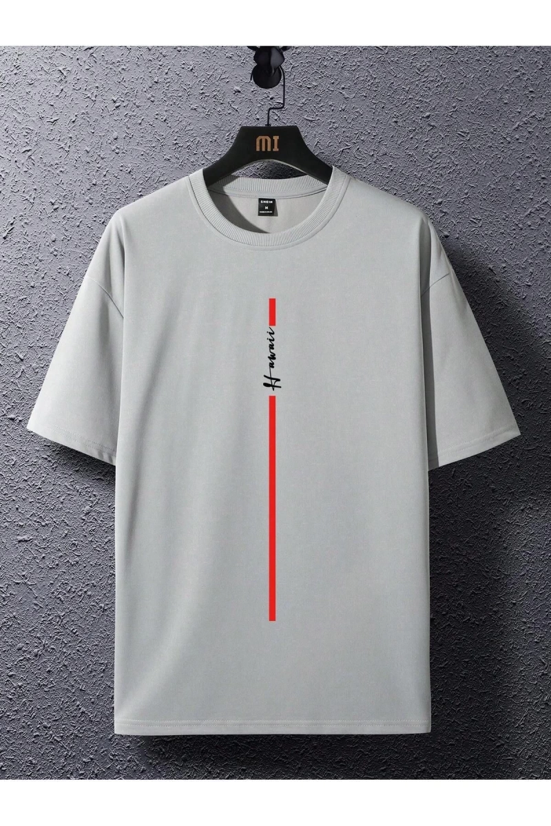 Unisex Oversize Kalıp Mektup Grafik Damla Omuz Harajuku Style