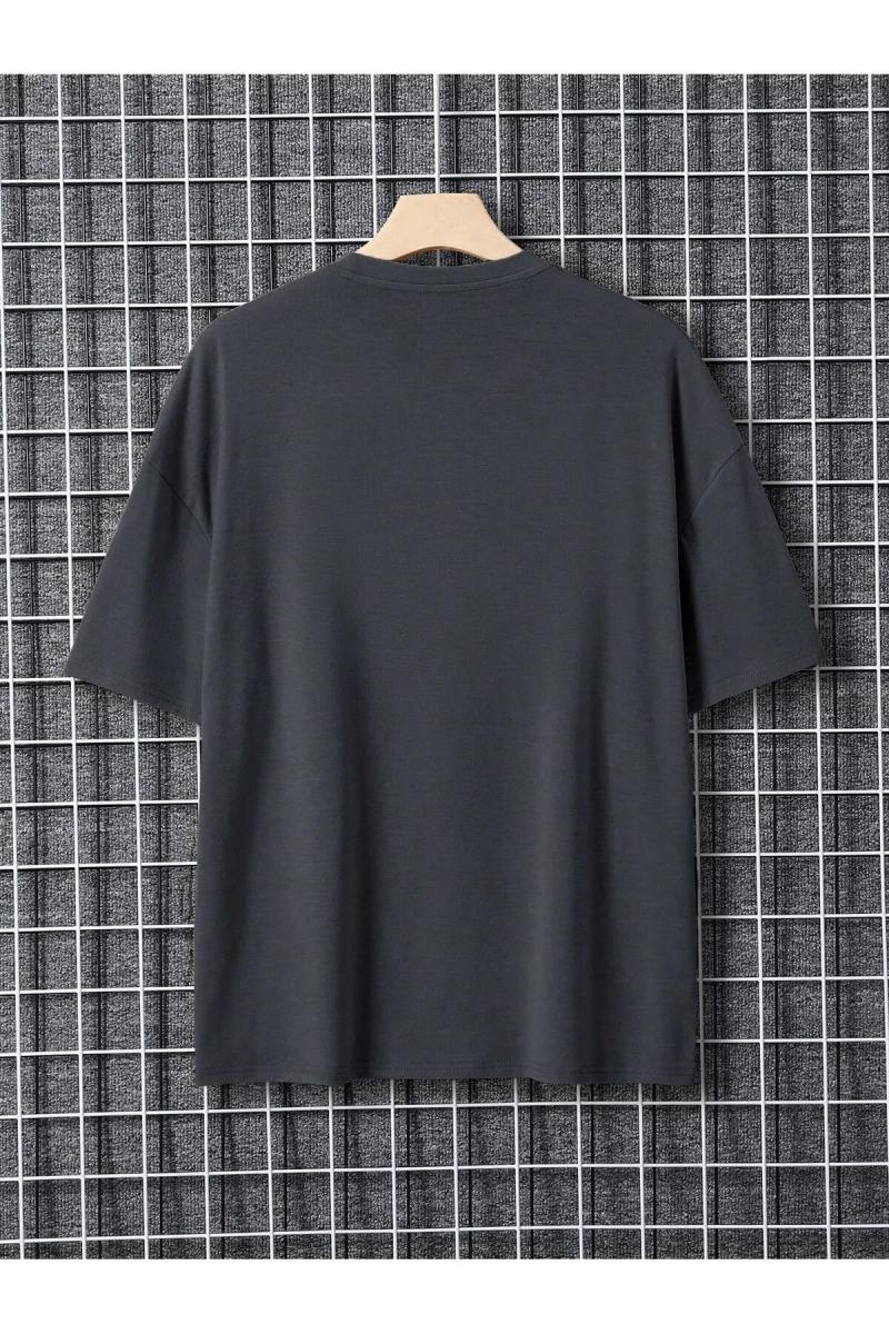 Unisex Oversize Kalıp Mektup Grafik Damla Omuz Harajuku Style