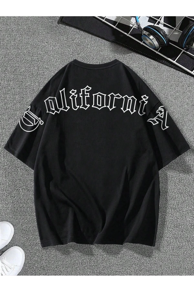 Unisex Oversize Kalıp Mektup Grafik Damla Omuz Harajuku Style