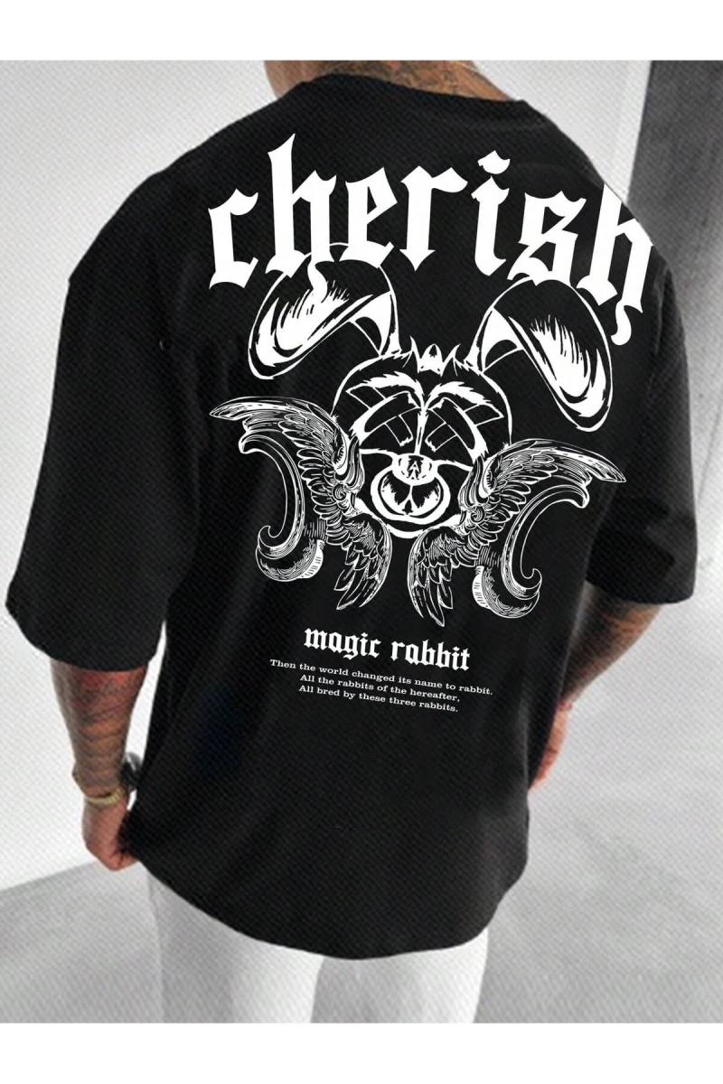 Unisex Oversize Kalıp Sloganlı Grafik Harajuku Style