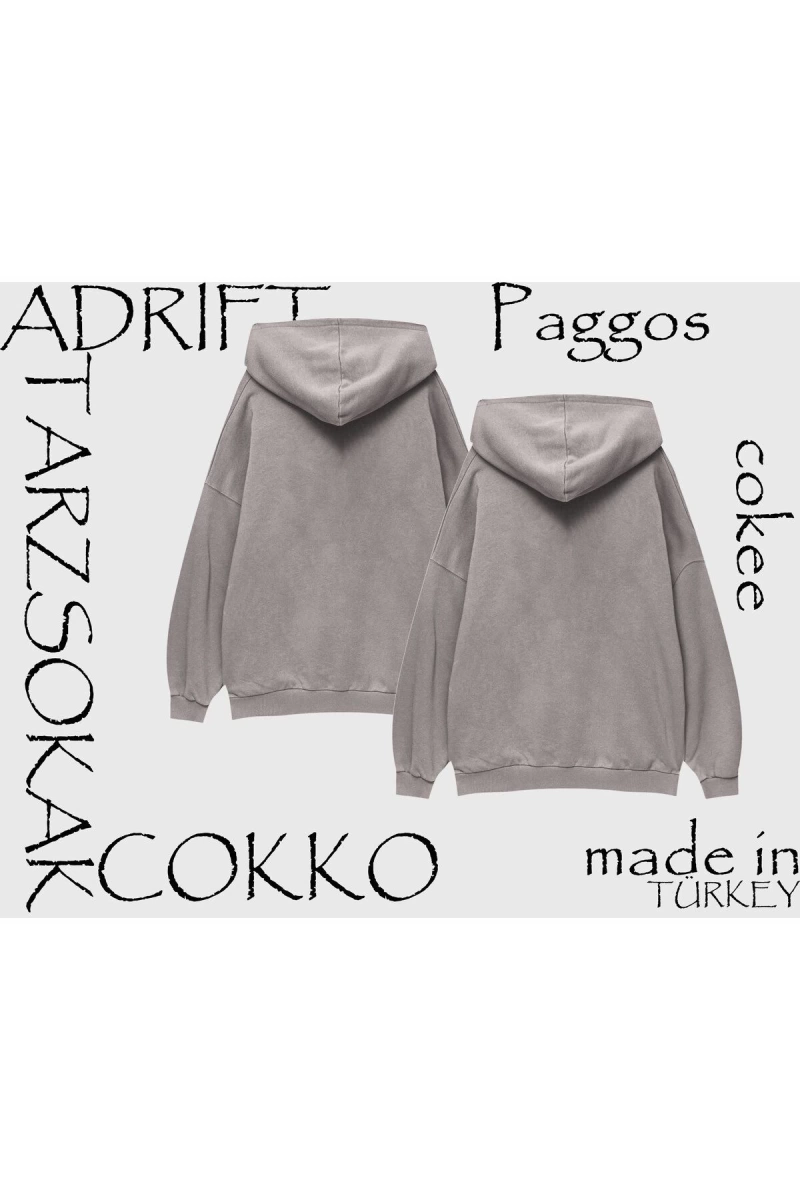 Unisex Oversize Kapüşonlu Kanguru Cepli Sevgili Tesettür Baskılı