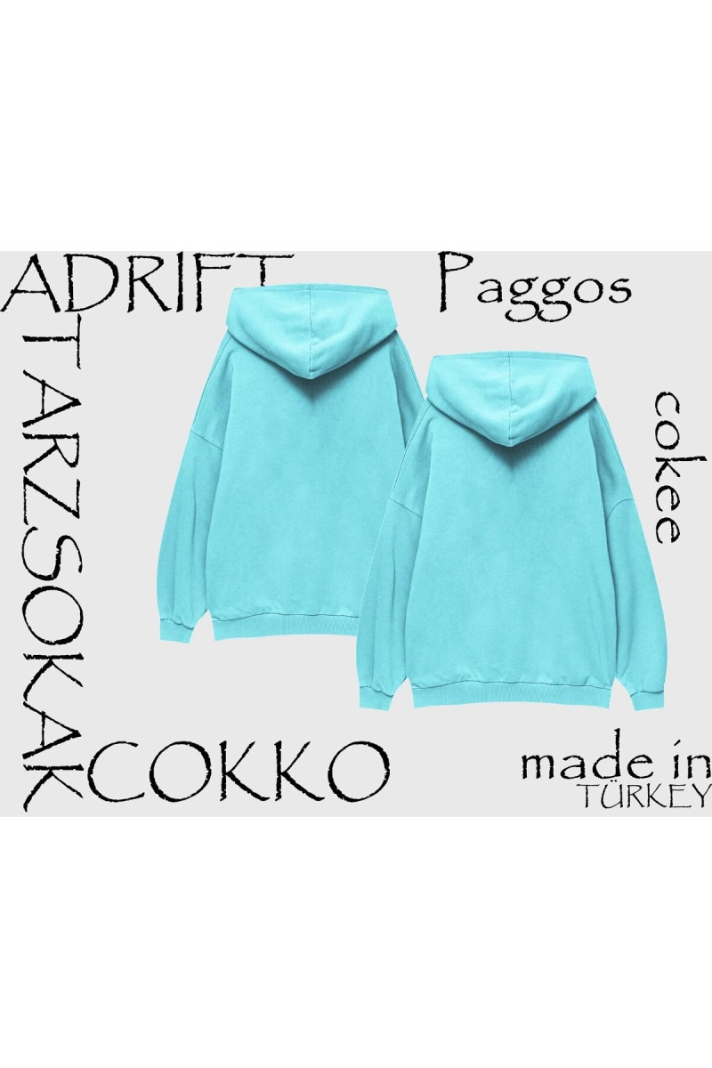 Unisex Oversize Kapüşonlu Kanguru Cepli Sevgili Tesettür Baskılı