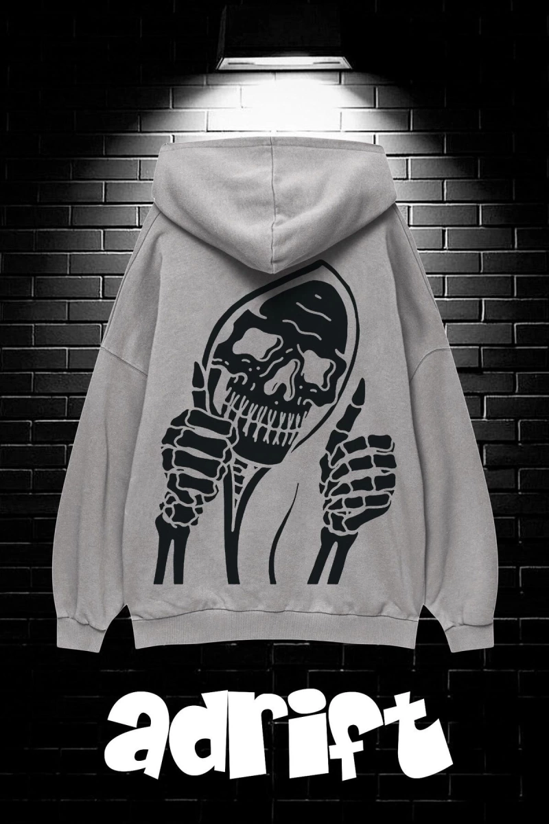 Unisex Oversize Kapüşonlu Kanguru Cepli Stay Positive Test Negative Baskılı Sweatshirt Hoodie