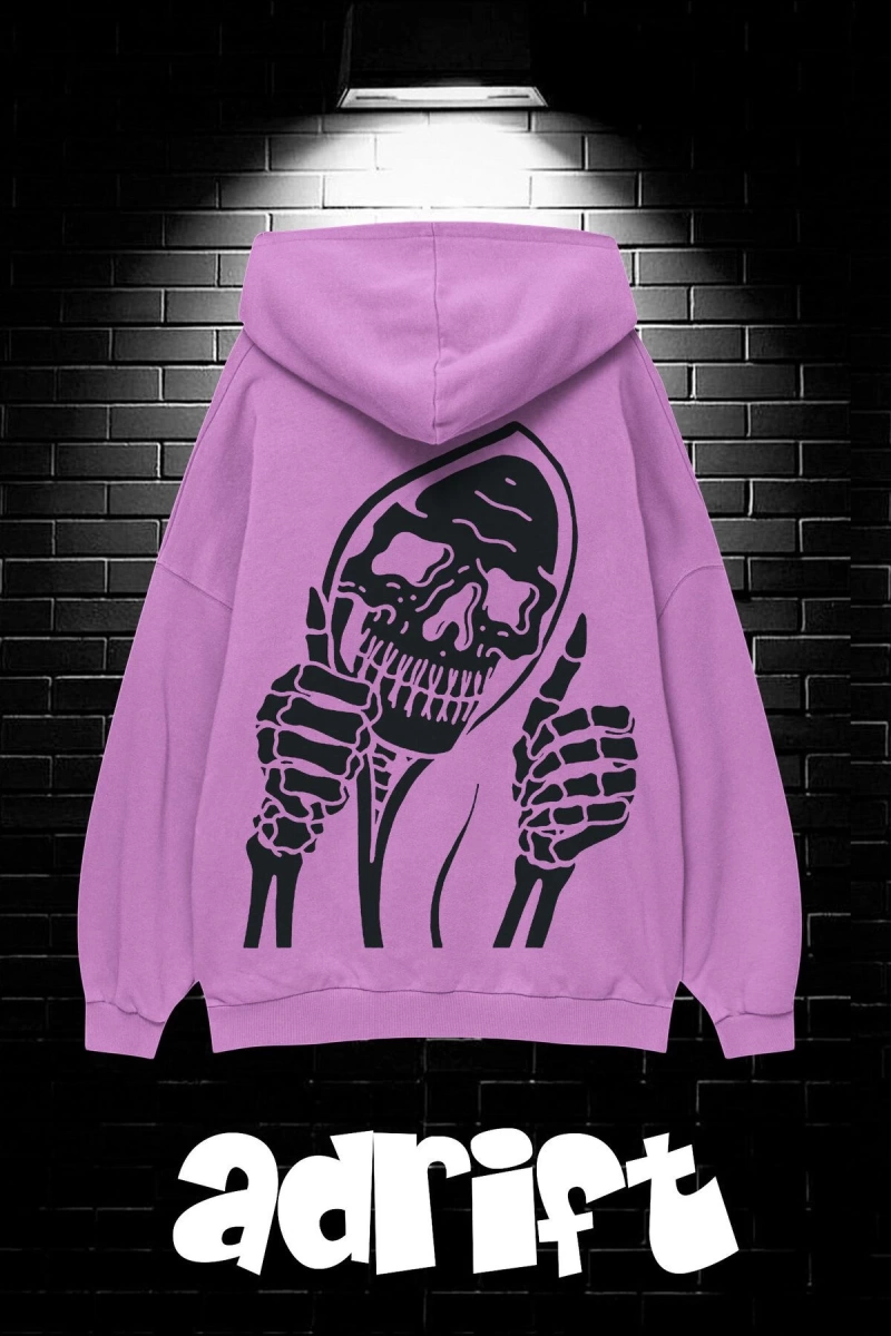 Unisex Oversize Kapüşonlu Kanguru Cepli Stay Positive Test Negative Baskılı Sweatshirt Hoodie