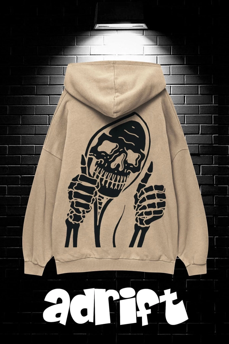 Unisex Oversize Kapüşonlu Kanguru Cepli Stay Positive Test Negative Baskılı Sweatshirt Hoodie