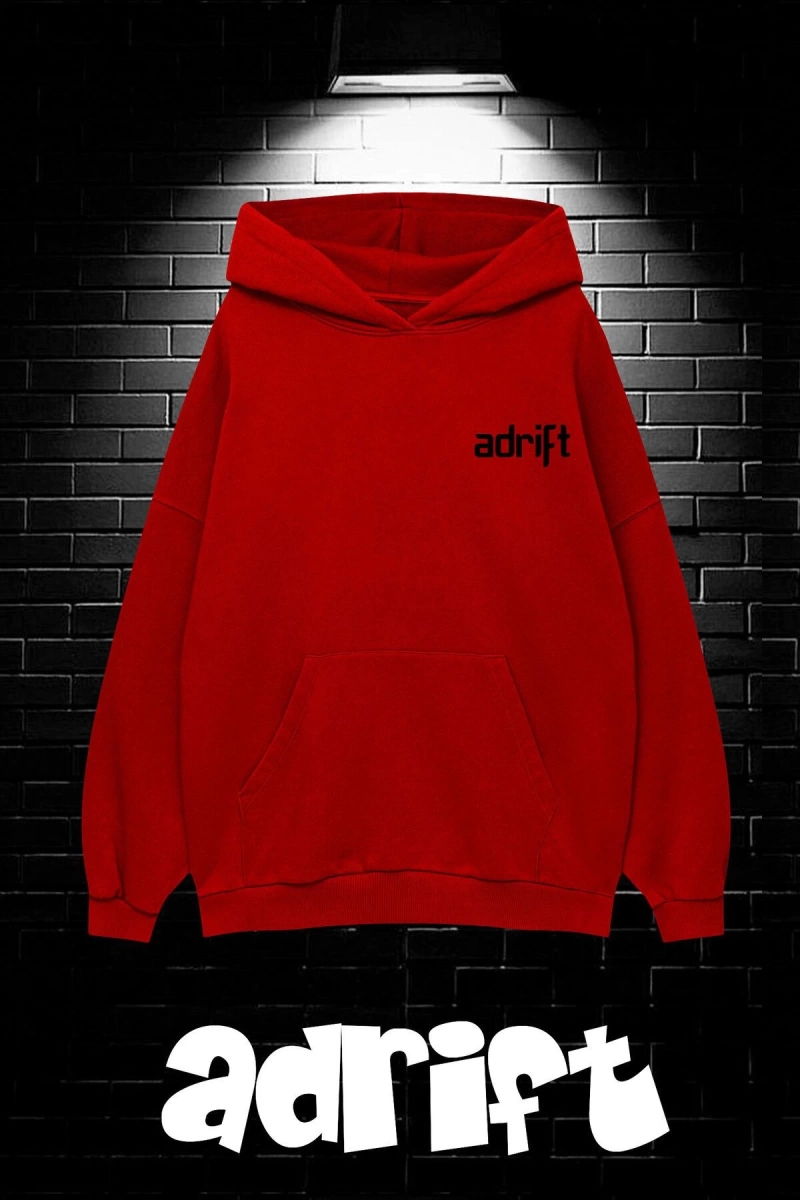 Unisex Oversize Kapüşonlu Kanguru Cepli Wasted Baskılı Sweatshirt Hoodie