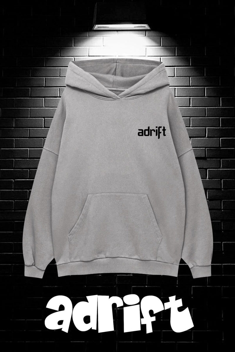 Unisex Oversize Kapüşonlu Kanguru Cepli Wasted Baskılı Sweatshirt Hoodie