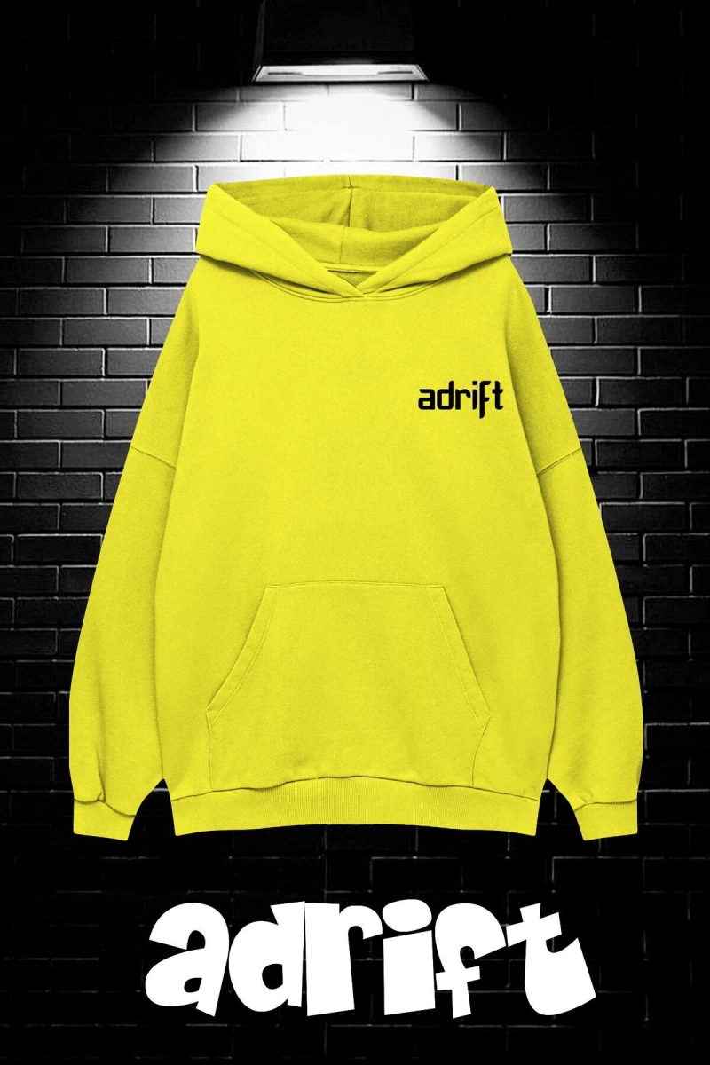 Unisex Oversize Kapüşonlu Kanguru Cepli Wasted Baskılı Sweatshirt Hoodie