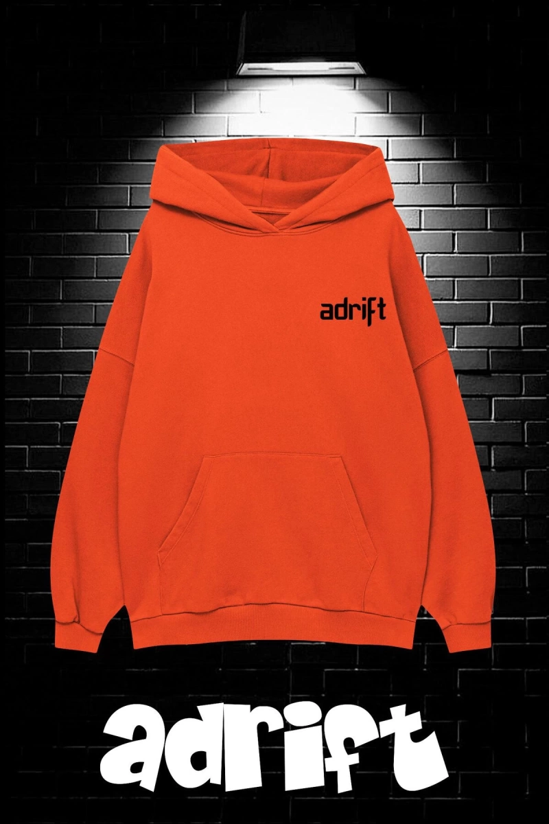 Unisex Oversize Kapüşonlu Kanguru Cepli Wasted Baskılı Sweatshirt Hoodie