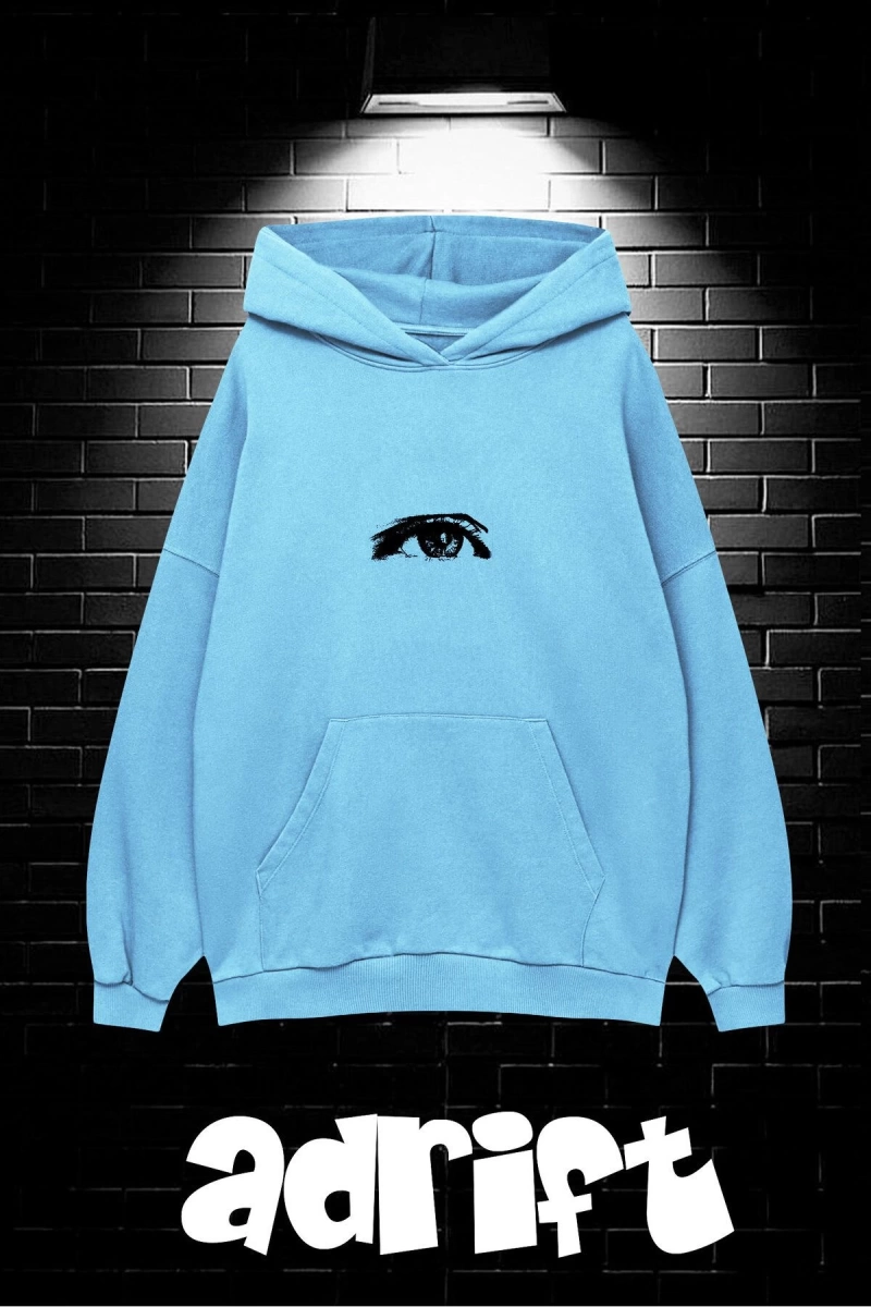Unisex Oversize Kapüşonlu Kanguru Cepli Wıshful Baskılı Sweatshirt Hoodie