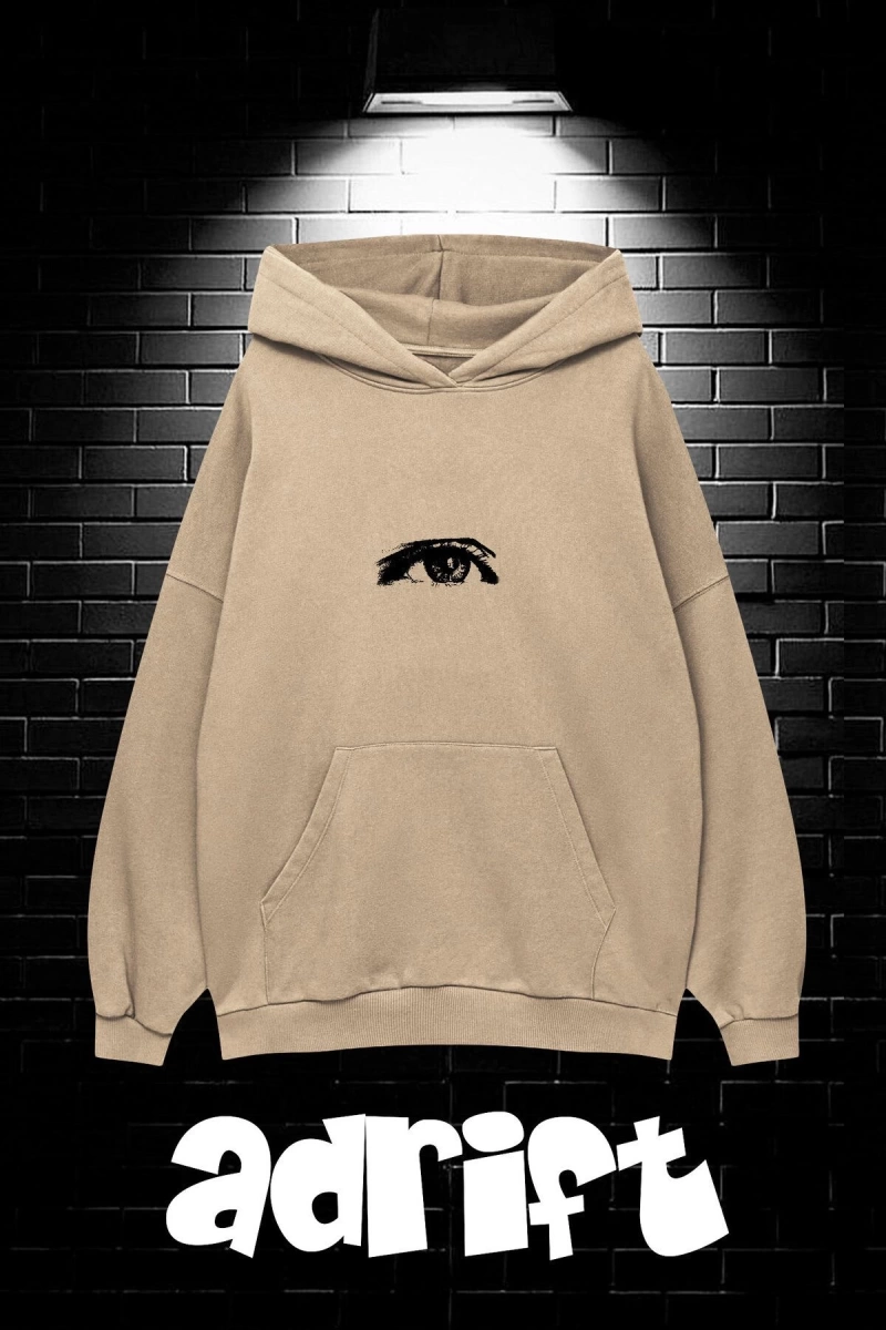 Unisex Oversize Kapüşonlu Kanguru Cepli Wıshful Baskılı Sweatshirt Hoodie