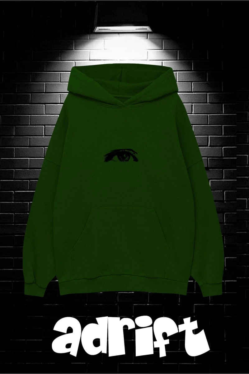 Unisex Oversize Kapüşonlu Kanguru Cepli Wıshful Baskılı Sweatshirt Hoodie