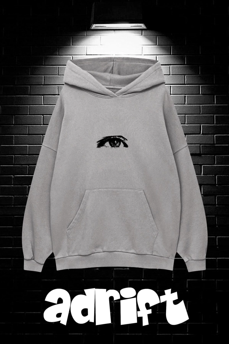 Unisex Oversize Kapüşonlu Kanguru Cepli Wıshful Baskılı Sweatshirt Hoodie
