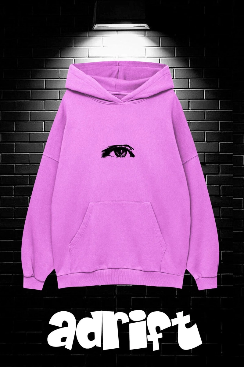 Unisex Oversize Kapüşonlu Kanguru Cepli Wıshful Baskılı Sweatshirt Hoodie