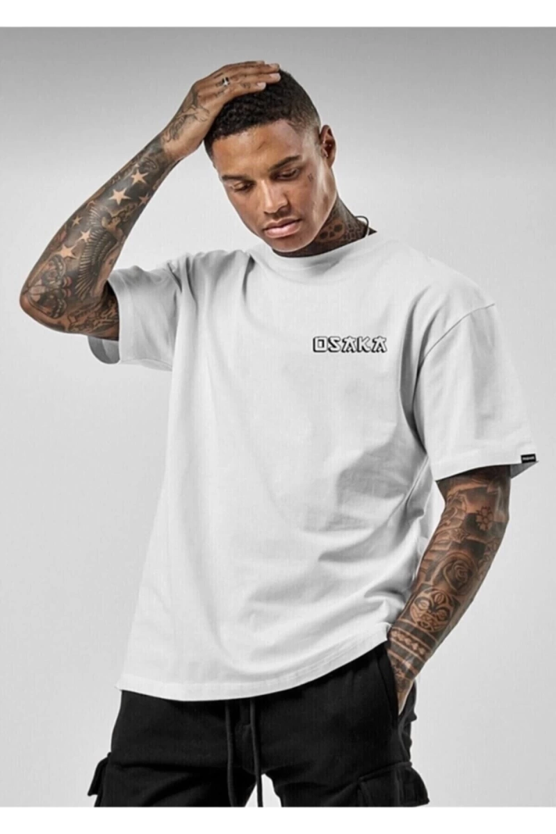 Unisex Oversize Osaka Baskılı Siyah Tshirt