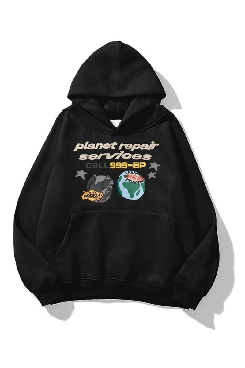 Unisex Planet Repair Sweatshirt Siyah