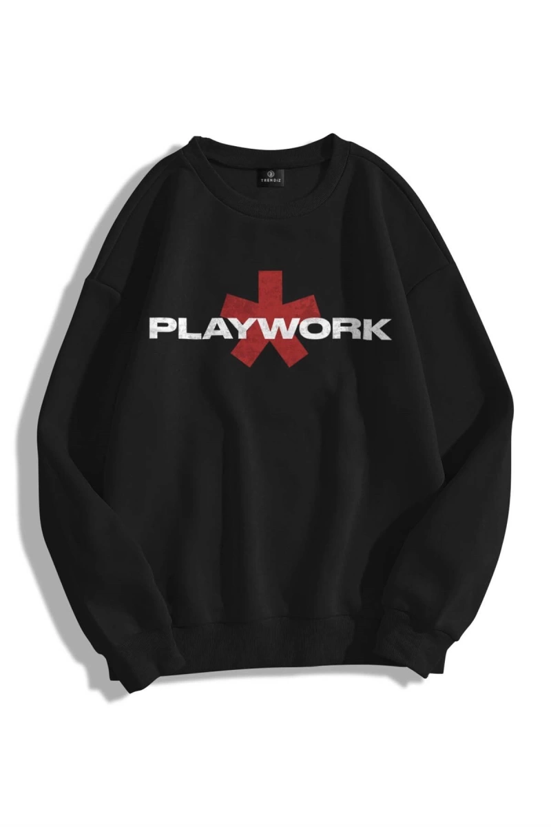 Unisex Playwork Bisiklet Yaka Sweatshirt
