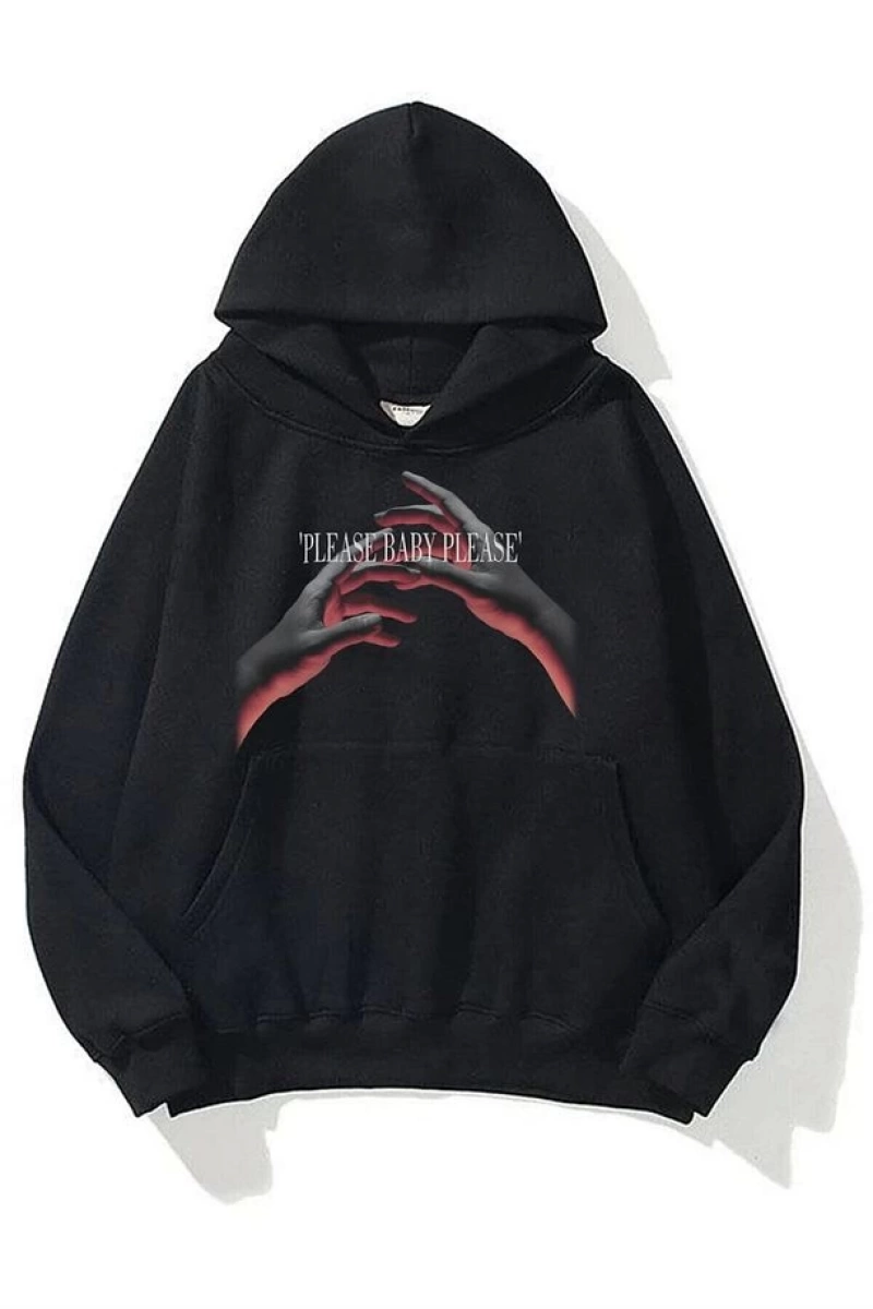 Unisex Please Baby Sweatshirt Hoodie Siyah
