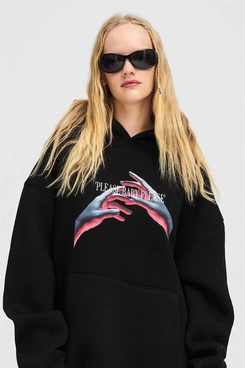 Unisex Please Baby Sweatshirt Hoodie Siyah