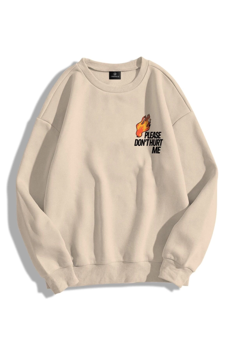 Unisex Please Dont Hurt Me Bisiklet Yaka Sweatshirt Hoodie