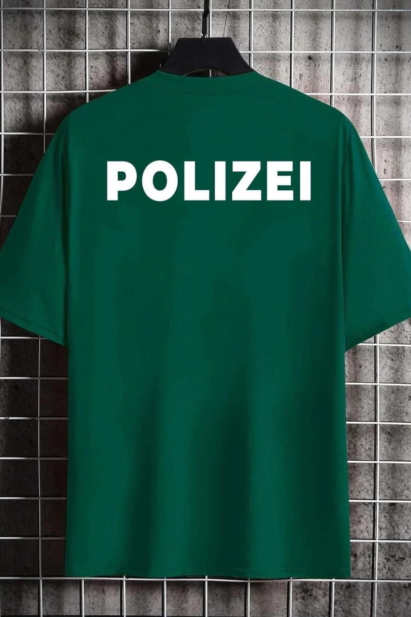Unisex Polizei Baskılı T-shirt