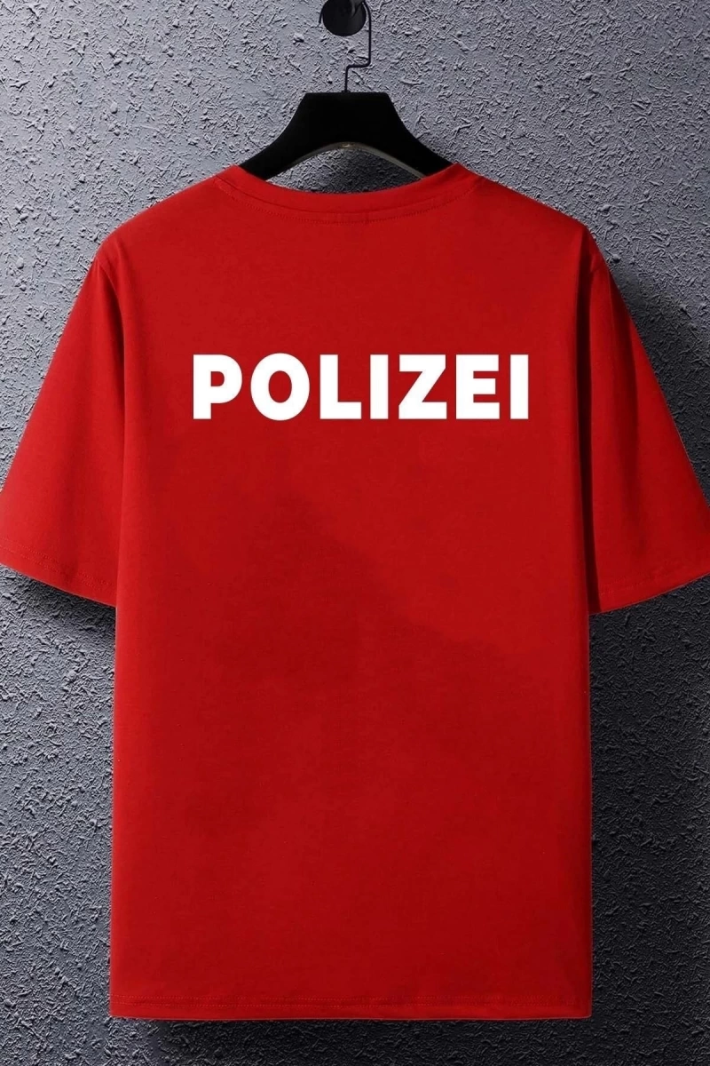 Unisex Polizei Baskılı T-shirt