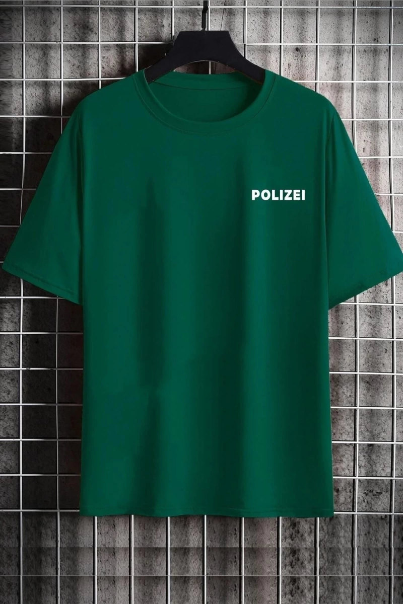 Unisex Polizei Baskılı T-shirt