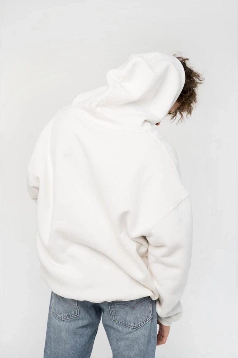Unisex Pressure Sweatshirt Hoodie Beyaz