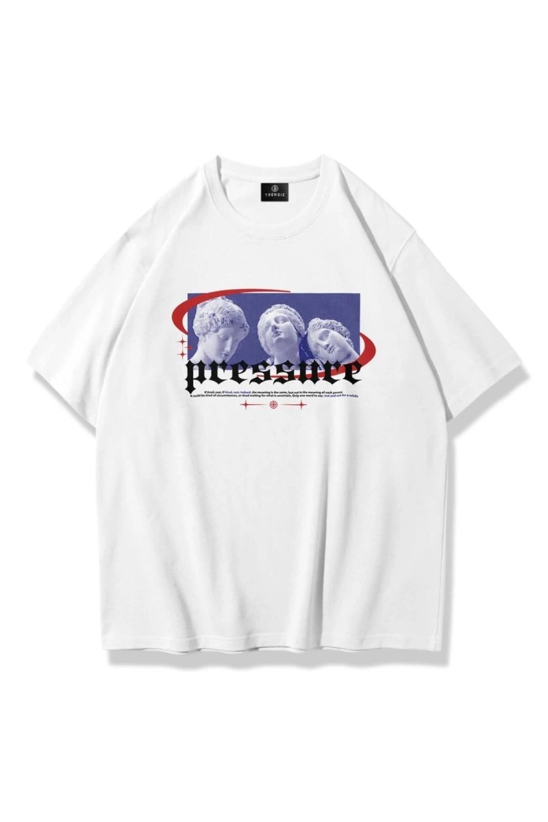 Unisex Pressure Tshirt Beyaz