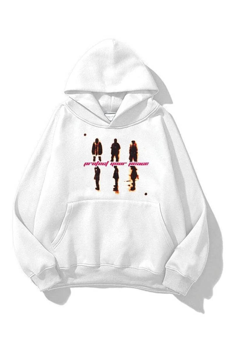 Unisex Protect Your Peace Sweatshirt Beyaz