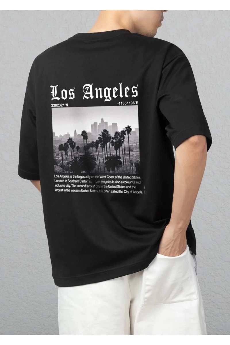 Unisex Rahat Kesim Los Angeles Oversize T-shirt