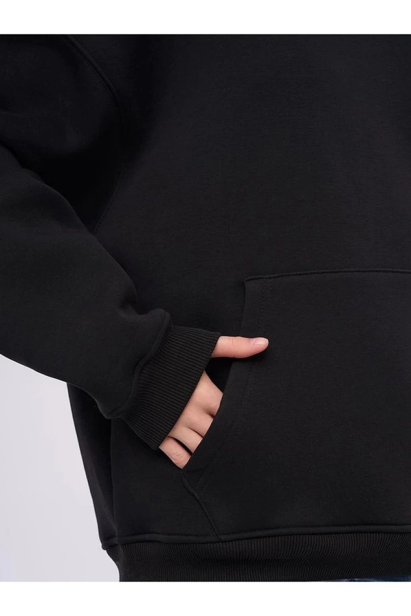 Unisex Rauh Welt Sweatshirt Siyah