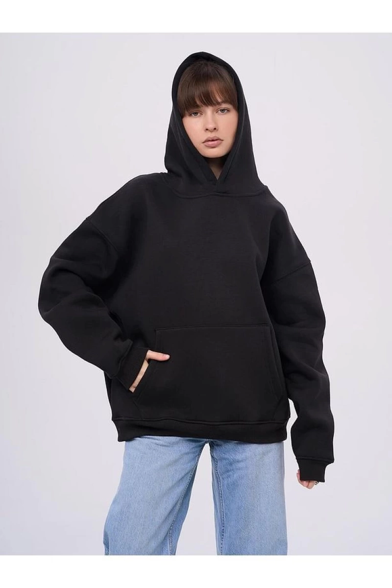 Unisex Rauh Welt Sweatshirt Siyah