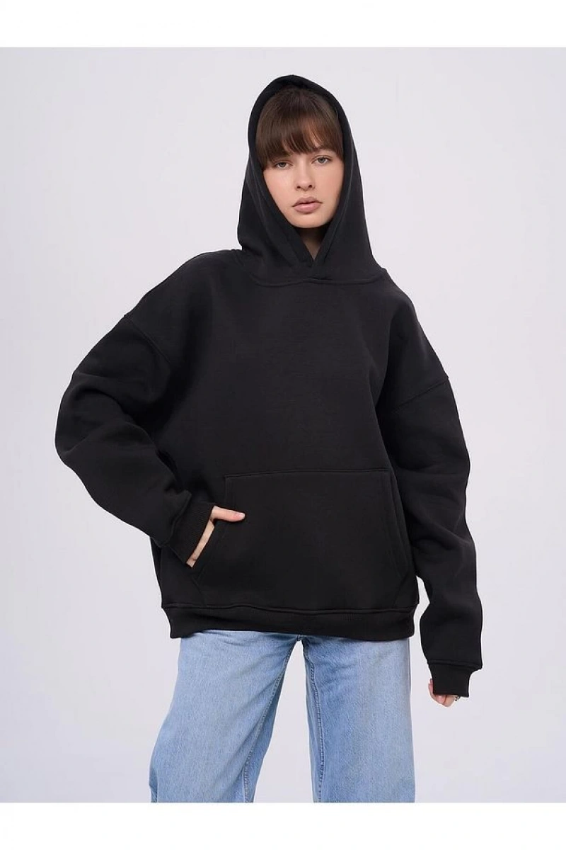 Unisex Rauh Welt Sweatshirt Siyah
