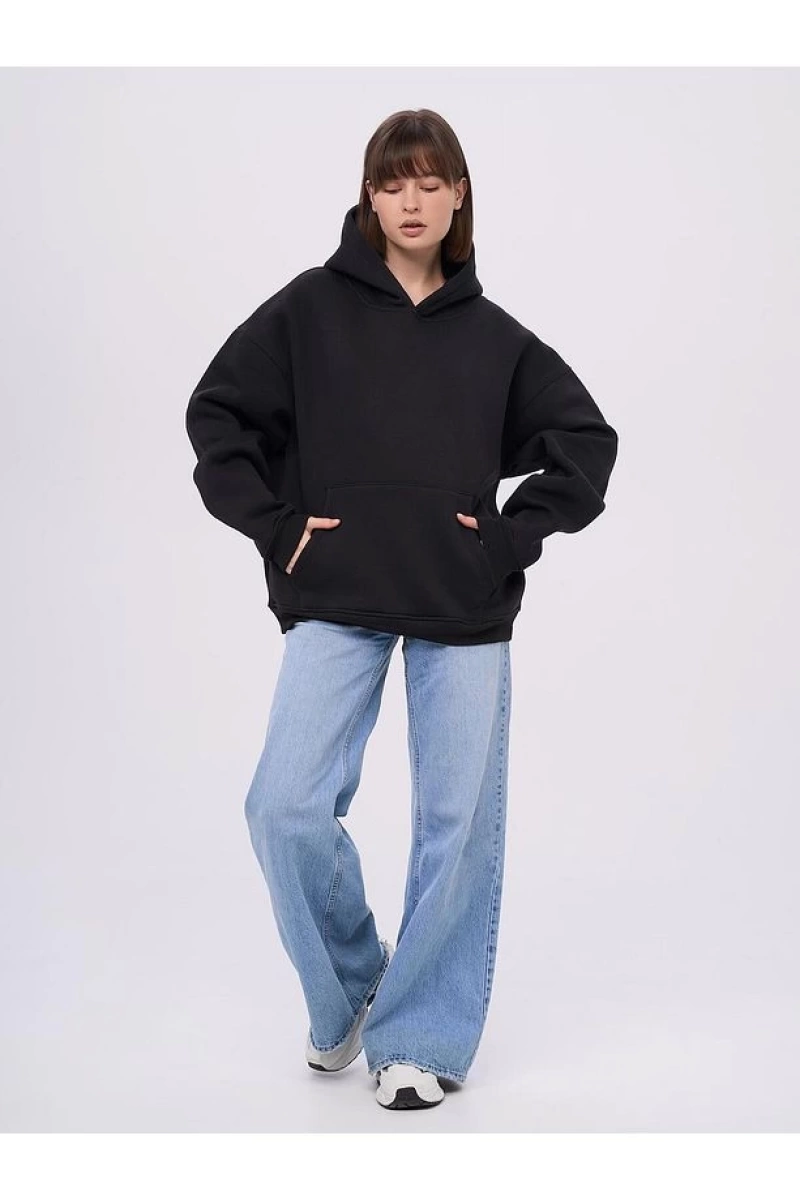 Unisex Rauh Welt Sweatshirt Siyah