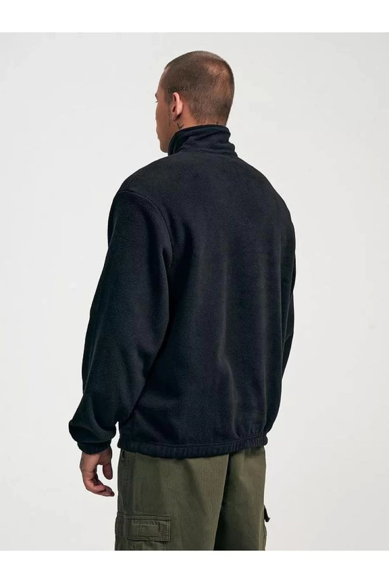 Unisex Relaxed Fit Yarım Fermuarlı Dik Yaka Sweatshirt  melanj Gri