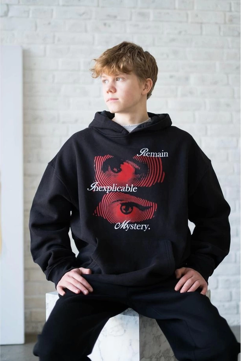Unisex Remain Mystery Sweatshirt Hoodie Siyah