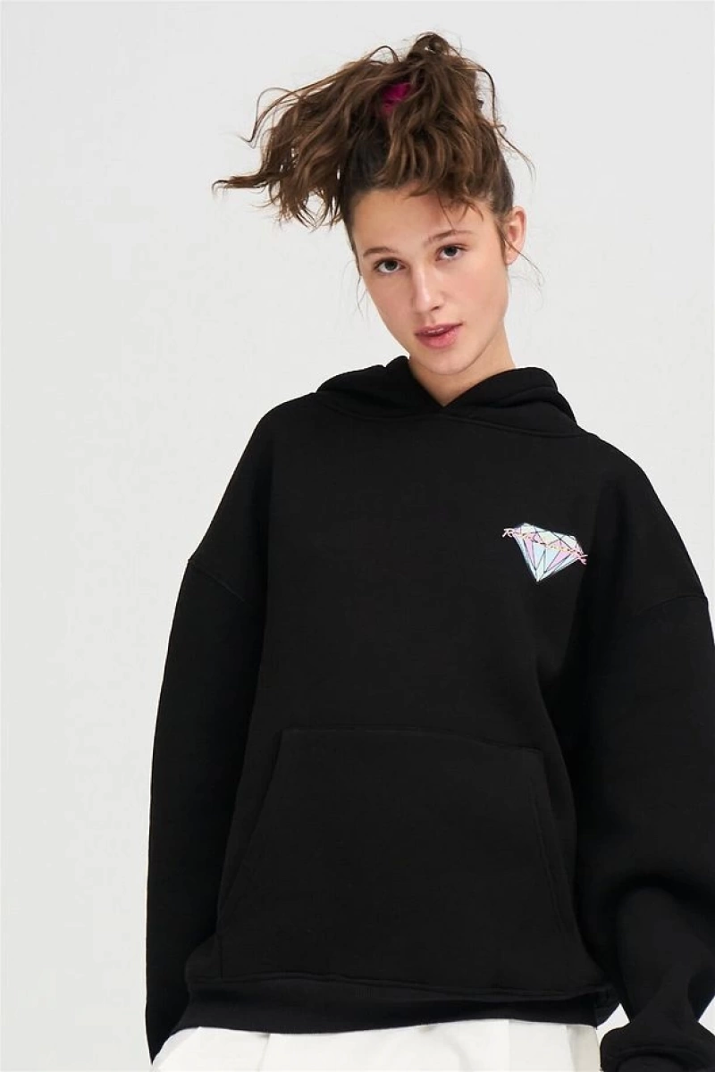 Unisex Rich Lifestyle Sweatshirt Hoodie Siyah