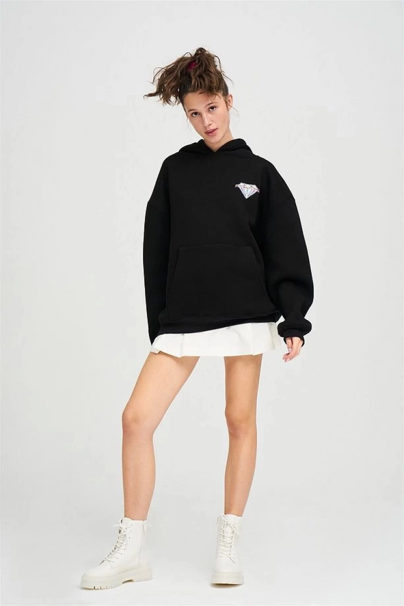 Unisex Rich Lifestyle Sweatshirt Hoodie Siyah