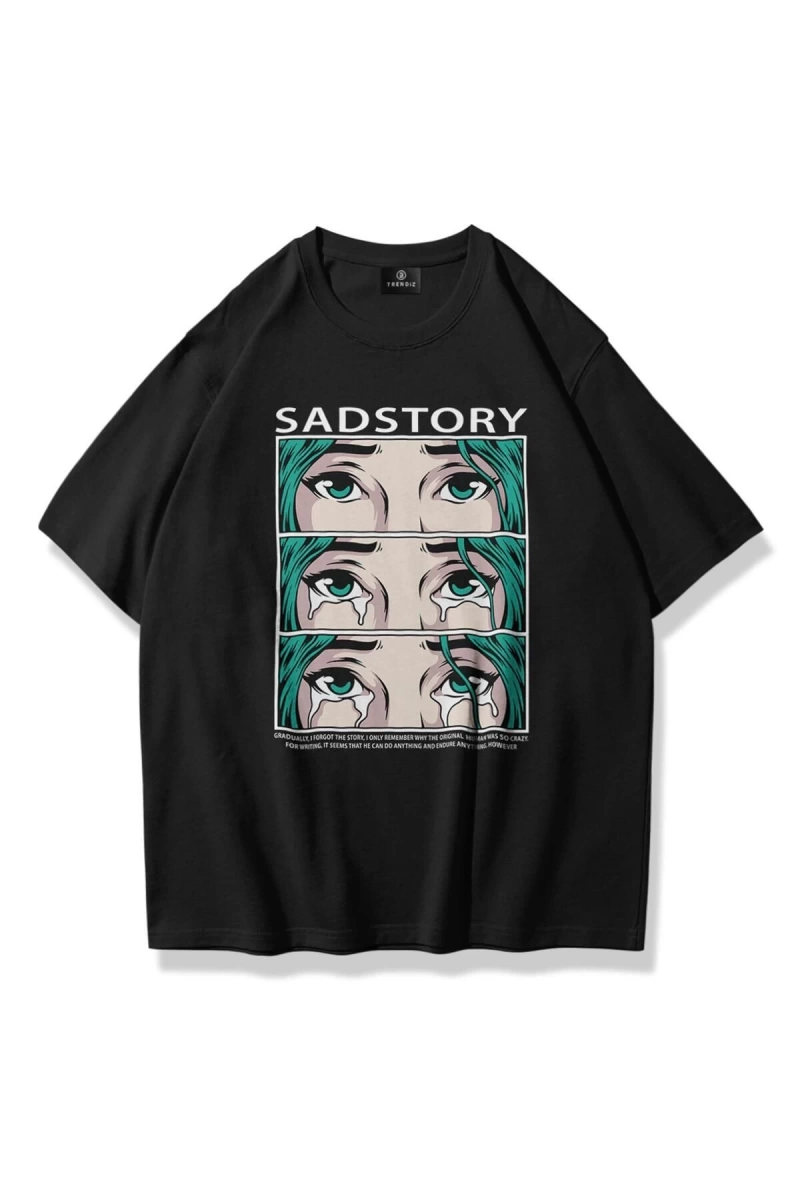 Unisex Sad Story Tshirt Siyah
