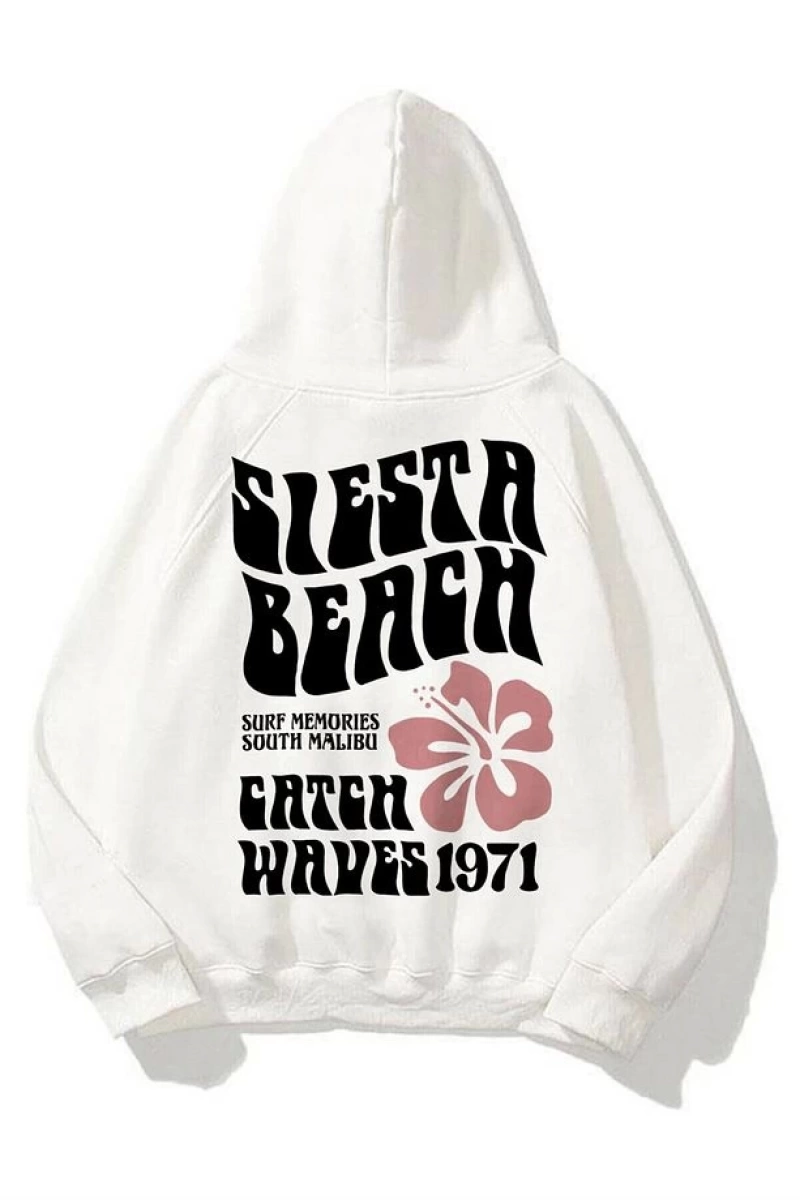 Unisex Siesta Beach Beyaz Sweatshirt Beyaz