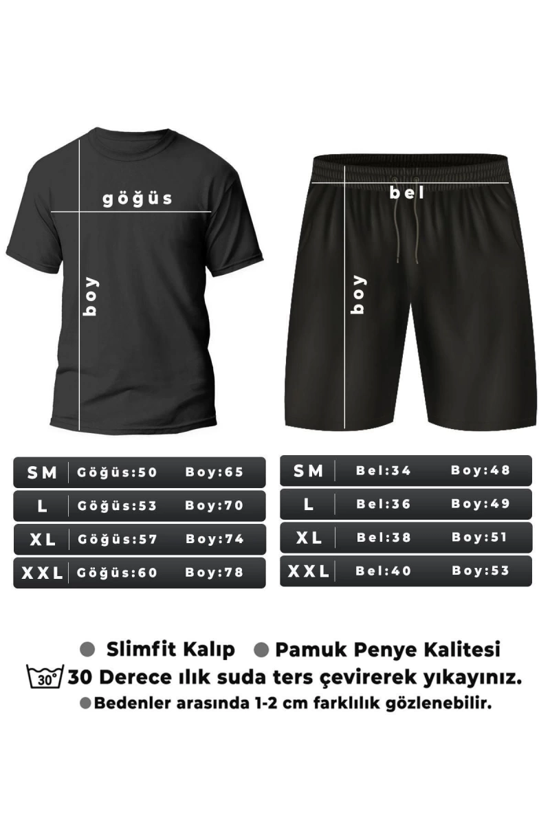 Unisex Sırt Baskılı Şort T-shirt Eşofman Takımı TSH-KELEBEK-SHRT-DÜZ