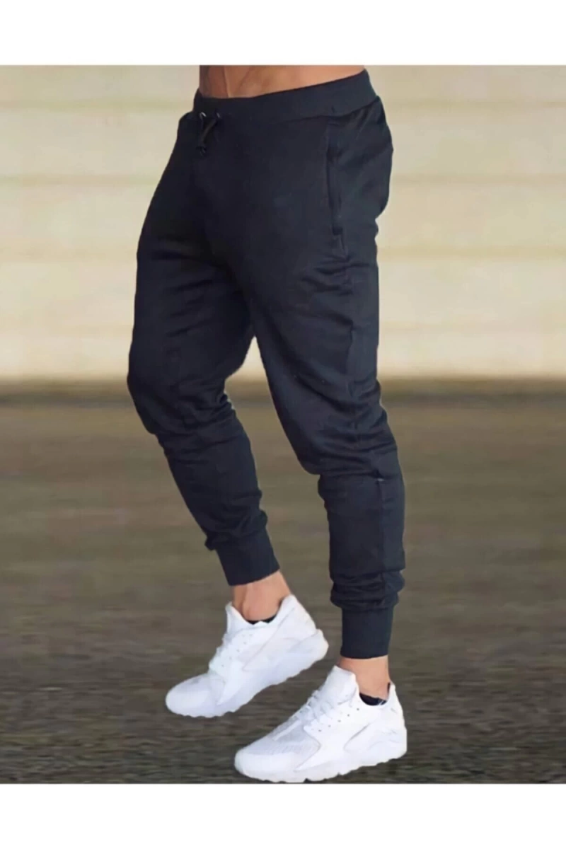 Unisex Siyah 2 Iplik Ribanlı Eşofman