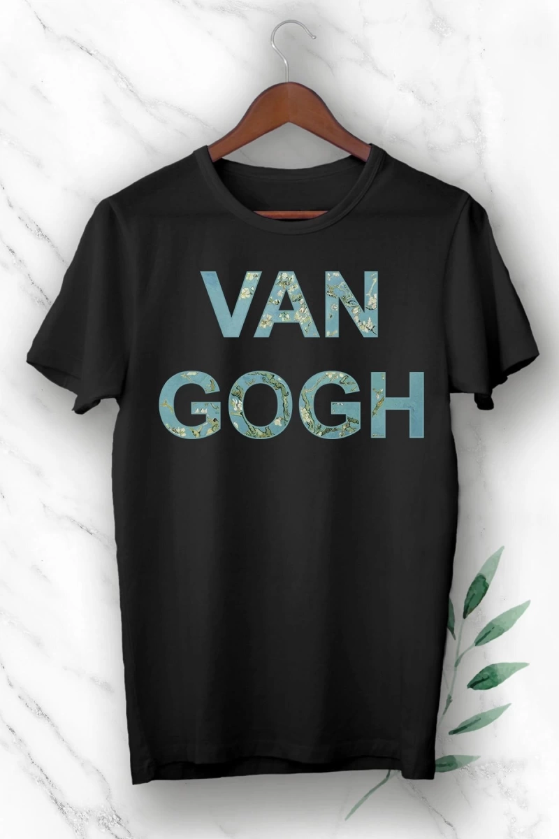 Unısex Siyah Art Van Gogh Baskılı Tişört