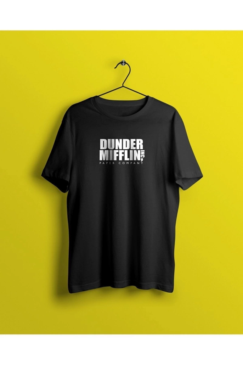 Unisex Siyah The Office Baskılı T-shirt