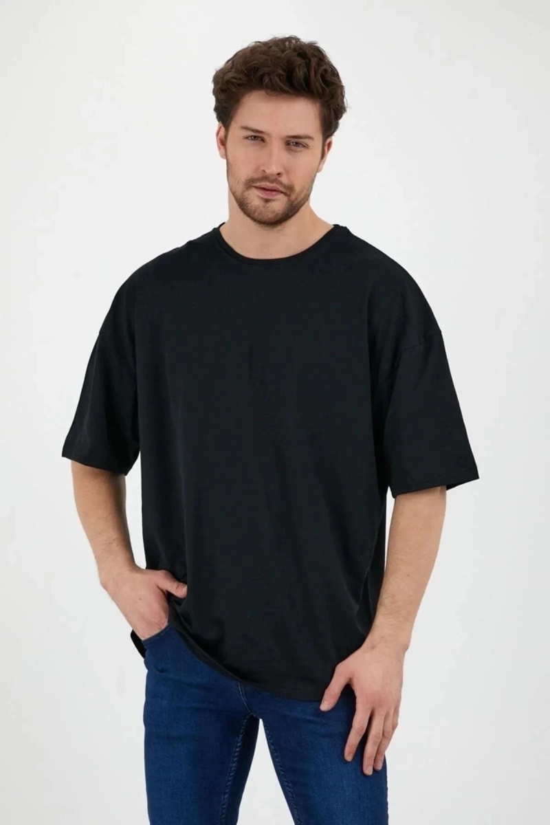Unisex Siyah Unisex Bol Kesim Oversize Tshirt