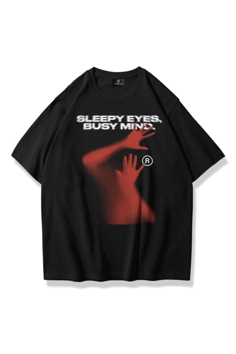 Unisex Sleepy Eyes Tshirt Siyah